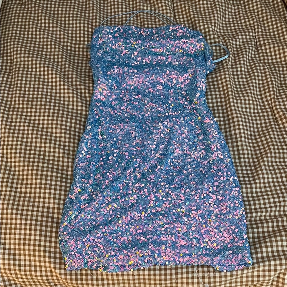 Sequin Blue and Pink Dress
